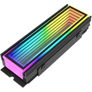 ASIAHORSE M.2 Heatsink Infinity ARGB Black – 5V ARGB Lighting, 6 LEDs, AURA Sync 3-Pin Connector, Aluminum Cooling, 73mm Compact Design for NVMe SSDs