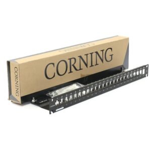 CORNING 3M Everon 24-Port Patch Panel | 1U Rack-Mount | Aluminum Housing | Grounding Kit Included | Universal 19″ Rack | Integrated Cable Strain Relief