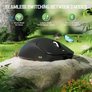 Attack Shark X8 SE Tri-Mode Gaming Mouse – 55g Ultra-Lightweight, 25K DPI PixArt PAW3311 Sensor, 1KHz Polling Rate, 80M Clicks, 500mAh Battery, Wired/2.4G/Bluetooth Connectivity – Black